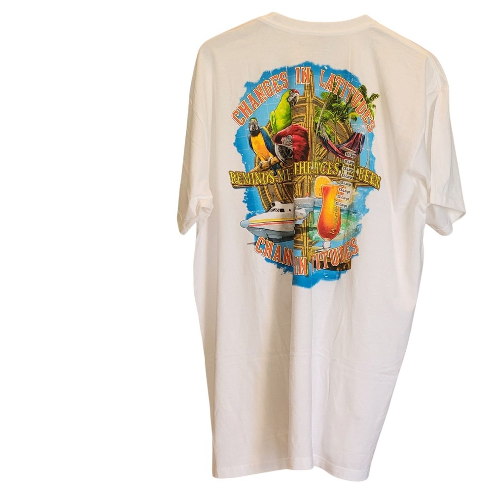 Margaritaville Graphic Tee Mens 2XL San Antonio Changes in Latitudes White Plane